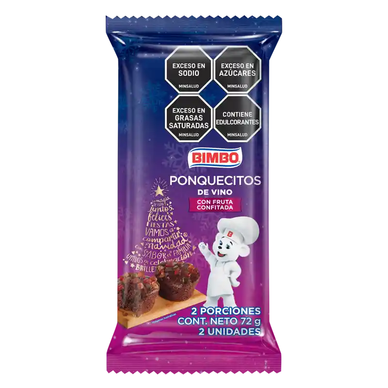 Bimbo Ponquecitos Vino Navidad 72 G