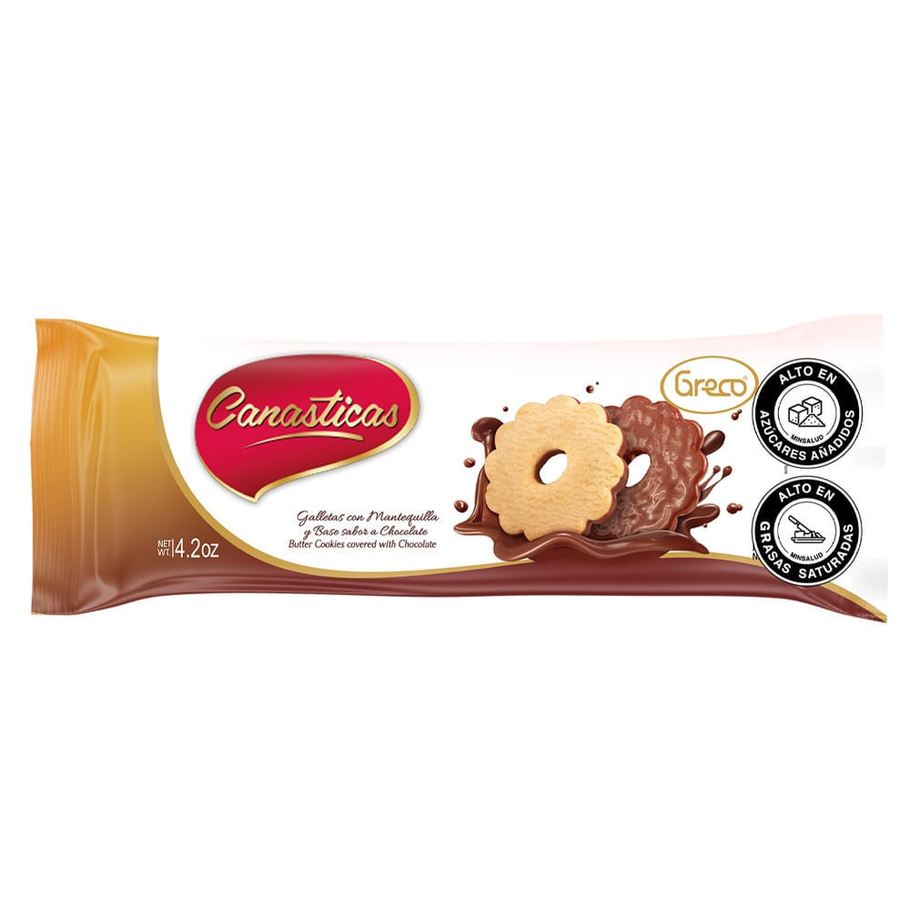 Greco Galletas Canasticas con Mantequilla y Base de Chocolate 120 g