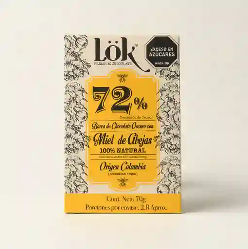 Barra Chocolate Oscuro Miel Abeja Lok Premium Products