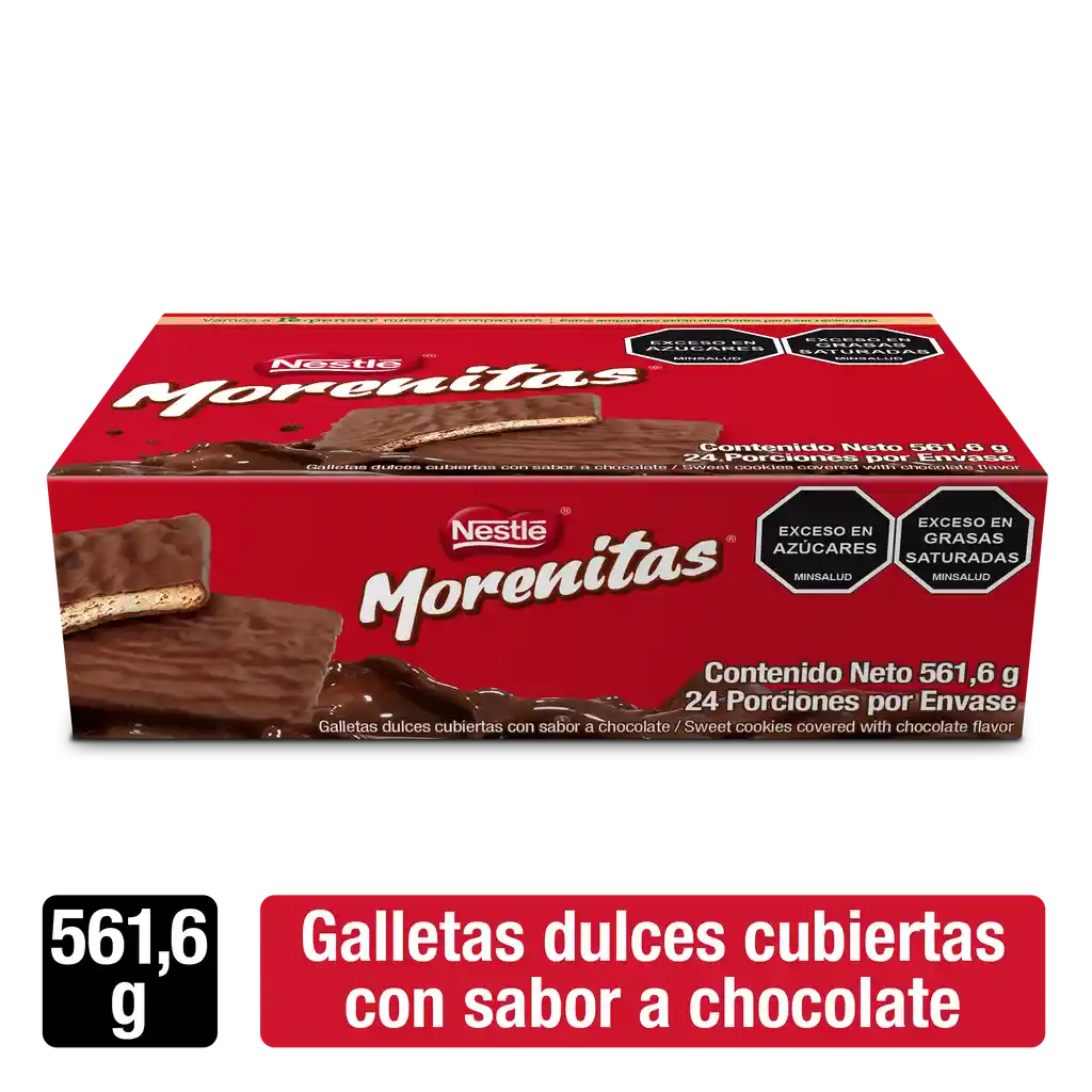 Galletas dulces MORENITAS cubiertas con chocolate 24 Unds x 561,6g