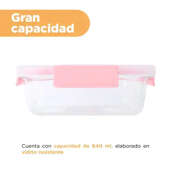 Contenedor de Alimentos de Vidrio Rosa 640 mL Miniso