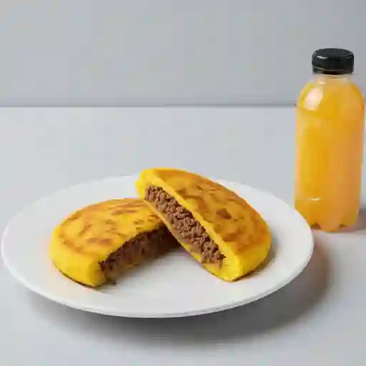 Arepa de Huevo c/ Carne +Del Valle Frutal Mango 500ML