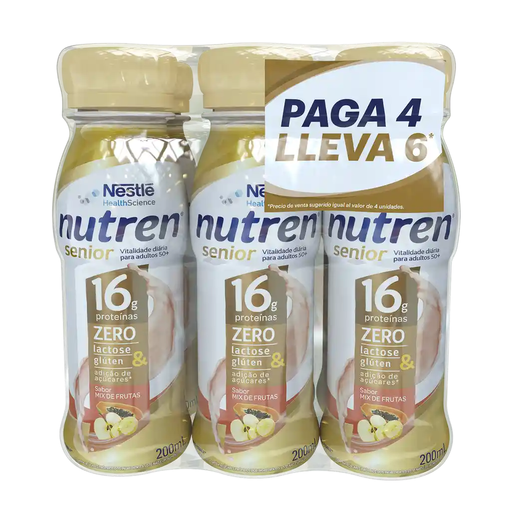 Complemento nutricional líquido NESTLÉ NUTREN Senior mix de frutas 6 x 200mL c/u