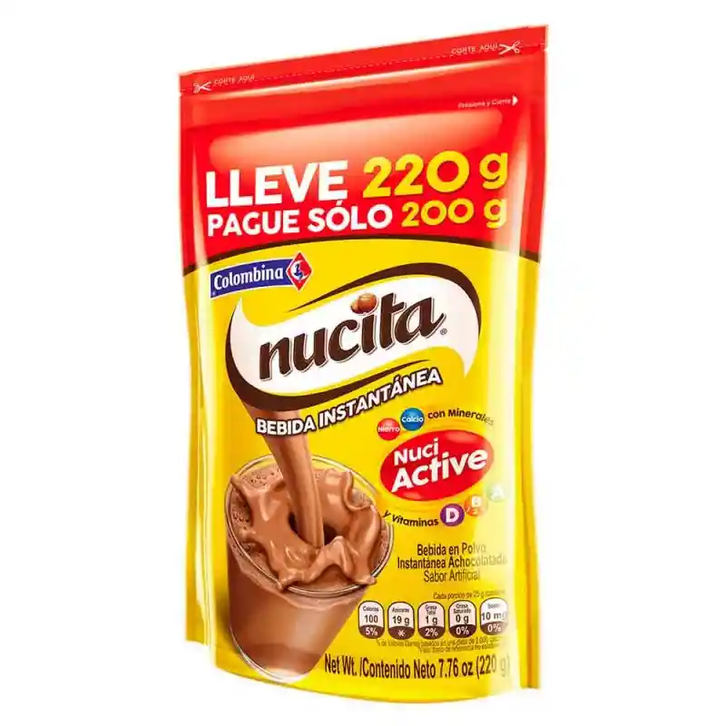 Nucita Bebida Instantánea de Chocolate con Nuci Active