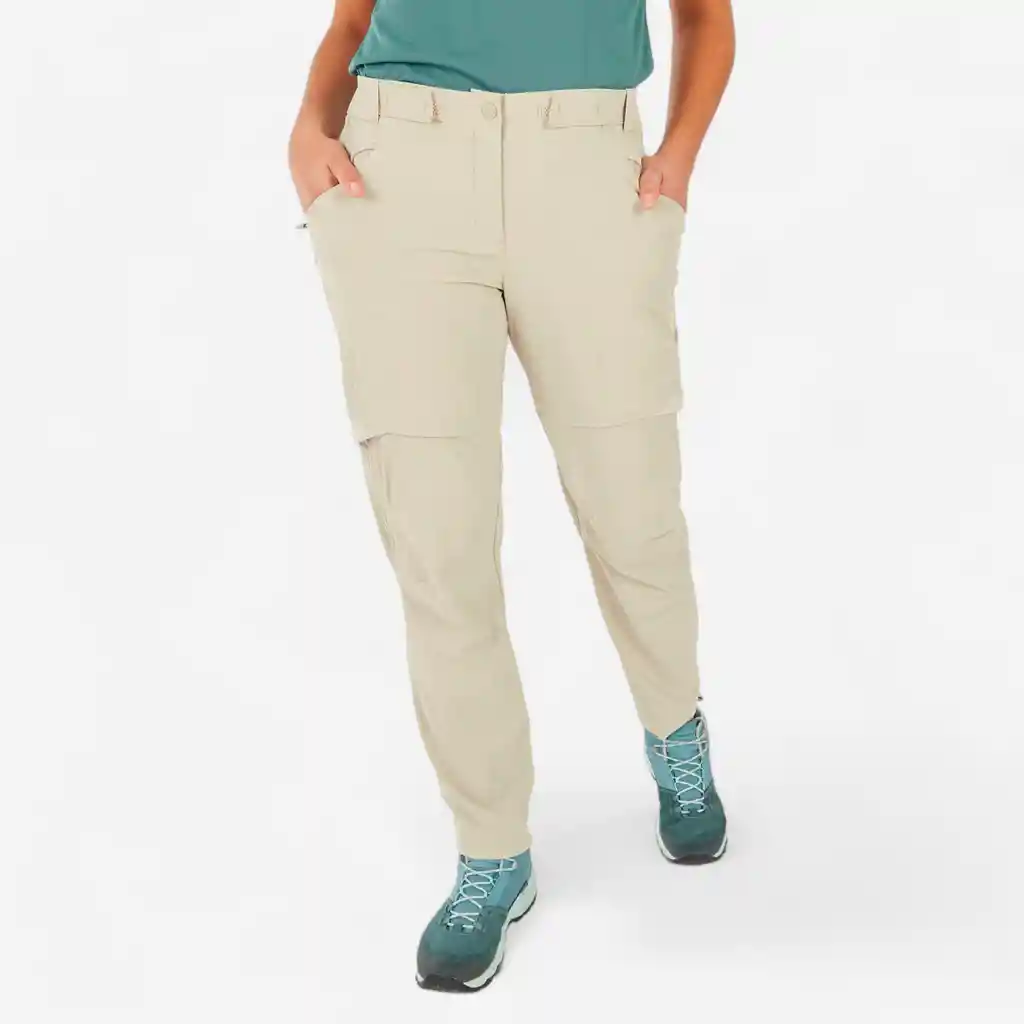 Pantalón Convertible de Senderismo Montaña - Mh500 Mujer - Beige