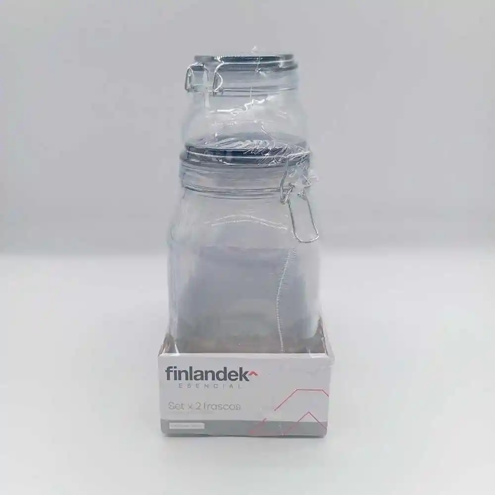 Set X 2 Frascos Vidrio Hermetico Finlandek Combo 7