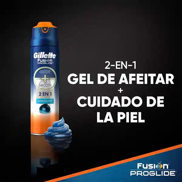 GILLETTE Fusion Proglide Gel de Afeitar 2 en 1 para Barba de 200mL Hidrata y Reduce la Irritación al Afeitarte con Máquina de Afeitar para Hombre