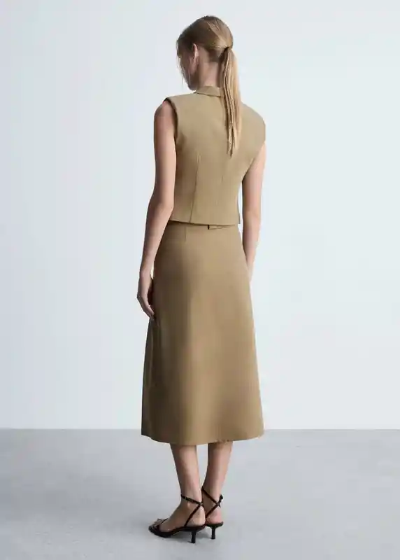 Falda Camu-w Khaki Talla L Mujer Mango