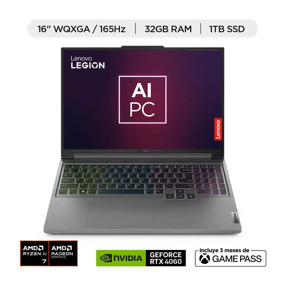 Portátil Gaming Lenovo Legion Slim 5 Amd Ryzen 7 8845hs Ram 24 Gb 1 Tb Ssd