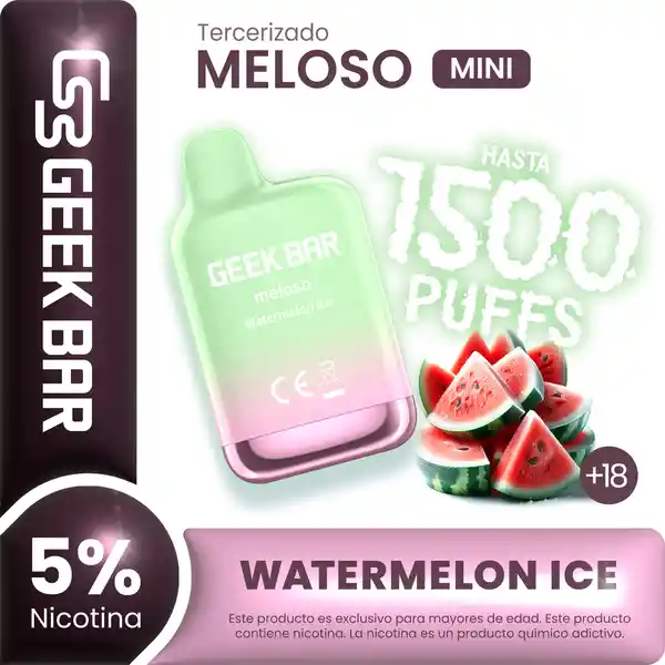 Geek Bar Vape Meloso Mini Watermelon Ice 1500 Puffs 5% Nicotina