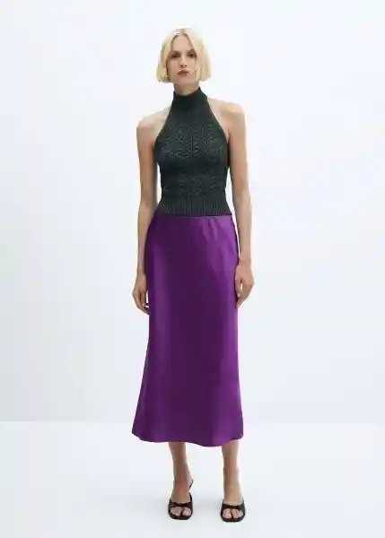 Falda Mia Morado Talla L Mujer Mango