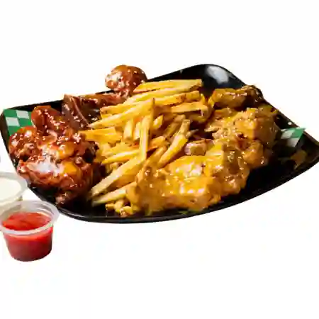 12 Costillitas Ahumadas + Papas Fritas