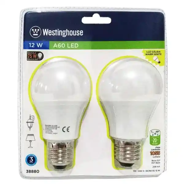 Westinghouse Bombilla Led 12W A60 Luz Cálid 38880