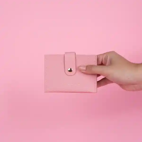 Tarjetero de Moda Con Letras Doradas Rosa Miniso