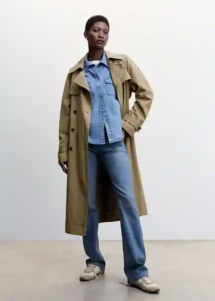 Abrigo Trench Desert Khaki Talla L Mujer Mango