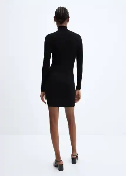 Vestido Goletas Negro Talla L Mujer Mango