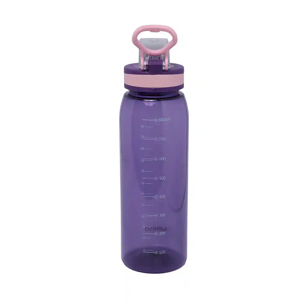 Miniso Botella de Plástico Para Deportes Con Asa Morado 900 mL