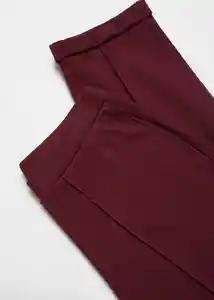 Pantalón Pique Burdeos Talla 24 Mujer Mango