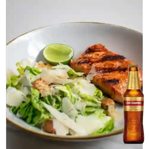Combo Salmón César + Club col. Dorada Bot. 330ml