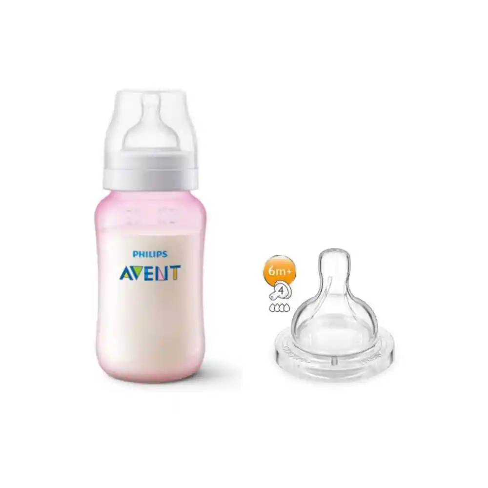 Teteros Anticolico Rosa 11Oz Avent Scd809/29