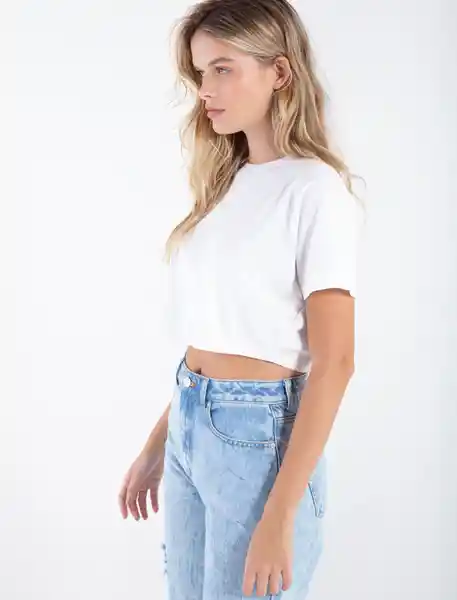 Camiseta Cropped Manga Corta Crudo Puro Claro Talla XS Naf Naf