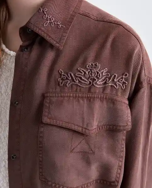 Camisa Mujer Café Talla S 619G004_CAF181425 Americanino