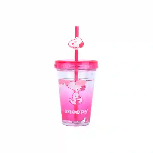 Vaso de Plástico de Doble Pared Serie Snoopy Rosa 320 mL Miniso