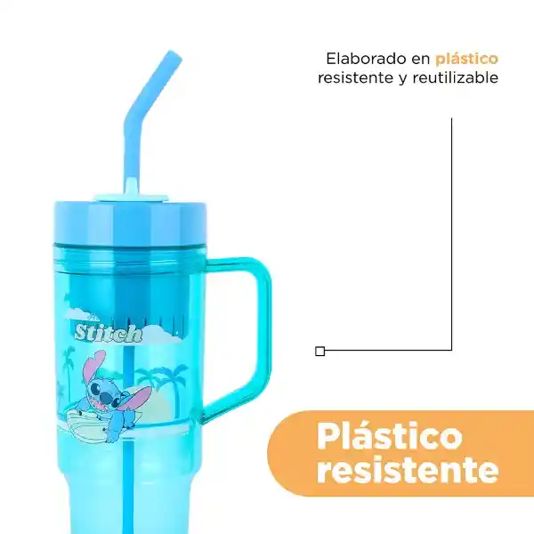 Vaso Plástico Pitillo Serie Lilo & Stitch Stitch 1250 mL Miniso