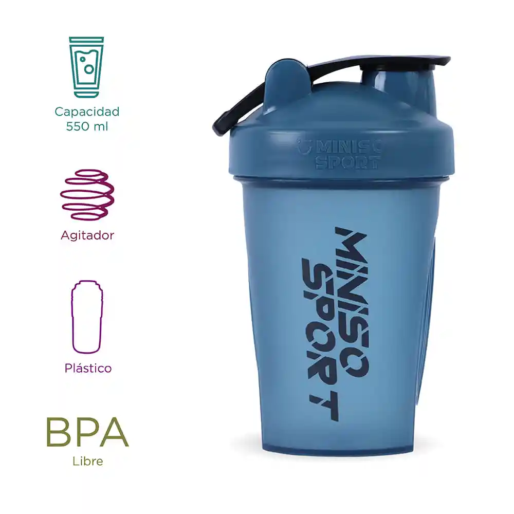 Botella Agitadora Con Asas Azul Miniso Sports