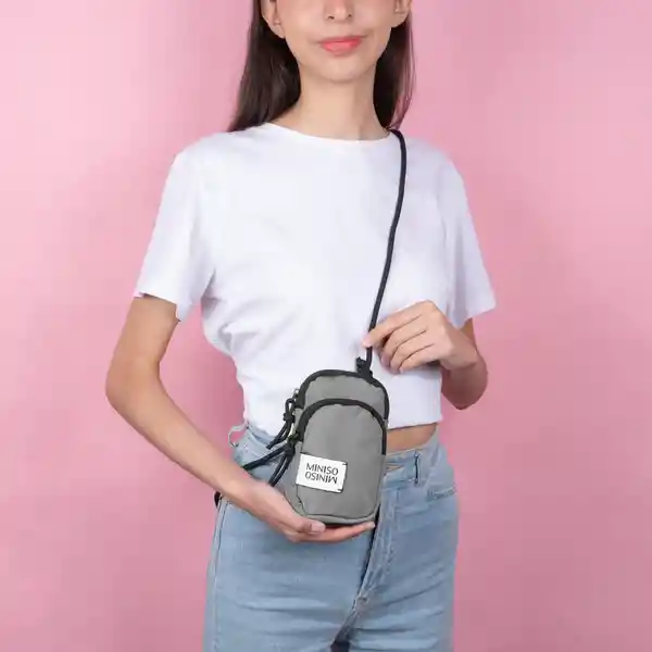 Bolso Mini Porta Celular Vitality Mix Gris Oscuro Miniso