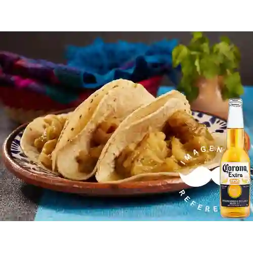 Combo Tacos de Chicharron + Corona 355 ml