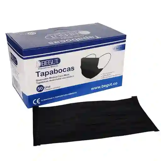 Tapabocas Begut Empaque Individual Negro