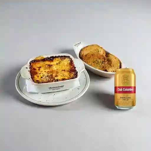 Combo Lasaña Bolognesa + Club col. Dorada Lta 330ml
