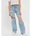 Jean Super Mujer Wide Leg Azul Talla 6 Short American Eagle