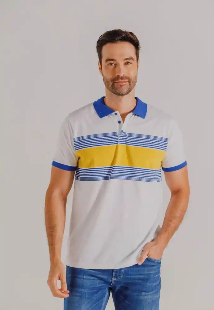 Camiseta Polo Rayas L-blanco