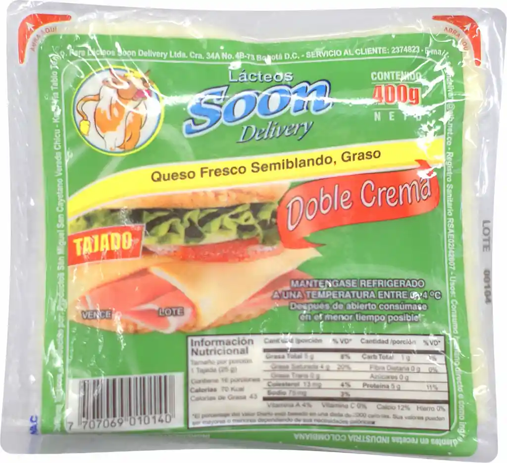 Soon Delivery Queso Semiblando Tajado
