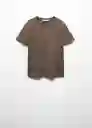 Camiseta Washaca Taupe Talla M Mujer Mango