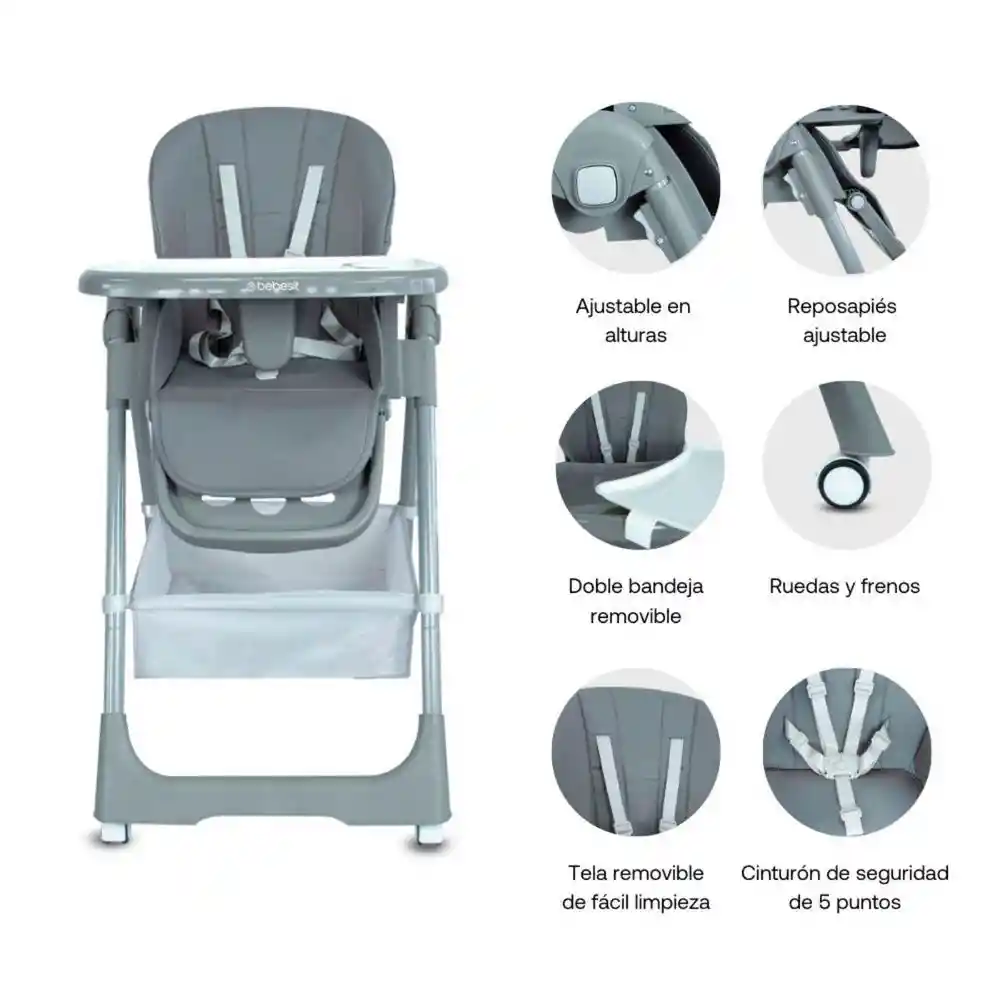 Silla Comedor Prime Gris Bebesit Yy111gy