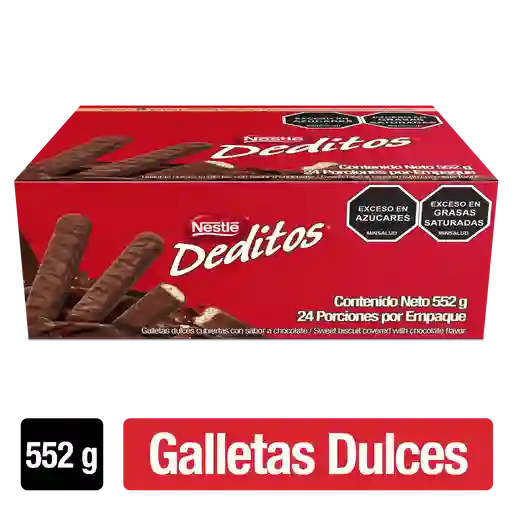DEDITOS Galletas dulces cubiertas con sabor a chocolate 24 Unds x 552g