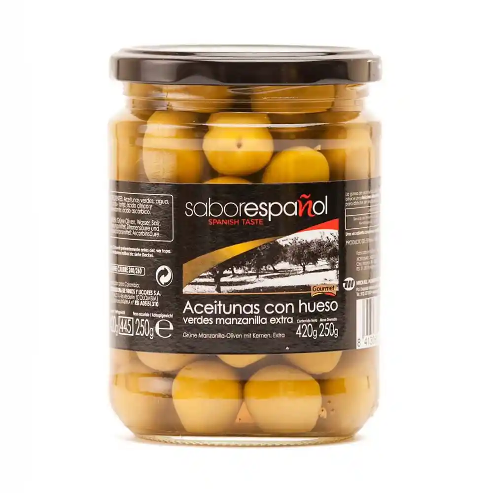 Aceituna Verde Manzlla C Hueso Sabor Espanol