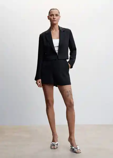 Blazer Americana Cairo-L Negro Talla L Mujer Mango