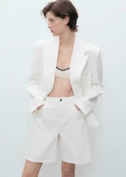 Bermuda Camilla Blanco Talla 38 Mujer Mango