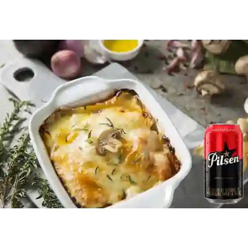 Combo Lasagna Pollo Champiñón + Pilsen 330 ml