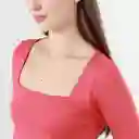 Camiseta Manga 3/4 Con Escote Cuadrado Rojo Talla S 717588