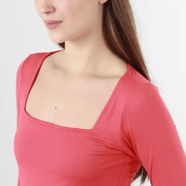 Camiseta Manga 3/4 Con Escote Cuadrado Rojo Talla S 717588