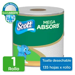Scott Toalla de Papel Desechable Mega Absorb 1 Rollo 135H