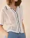 Blusa Tejido Crudo Vainilla Claro Talla S 661G214 Esprit