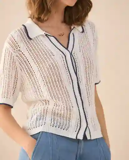 Blusa Tejido Crudo Vainilla Claro Talla S 661G214 Esprit