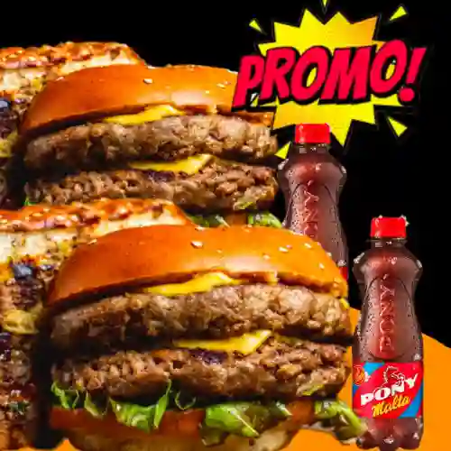 2 Burger Doble Carne+ 2 Gaseosas
