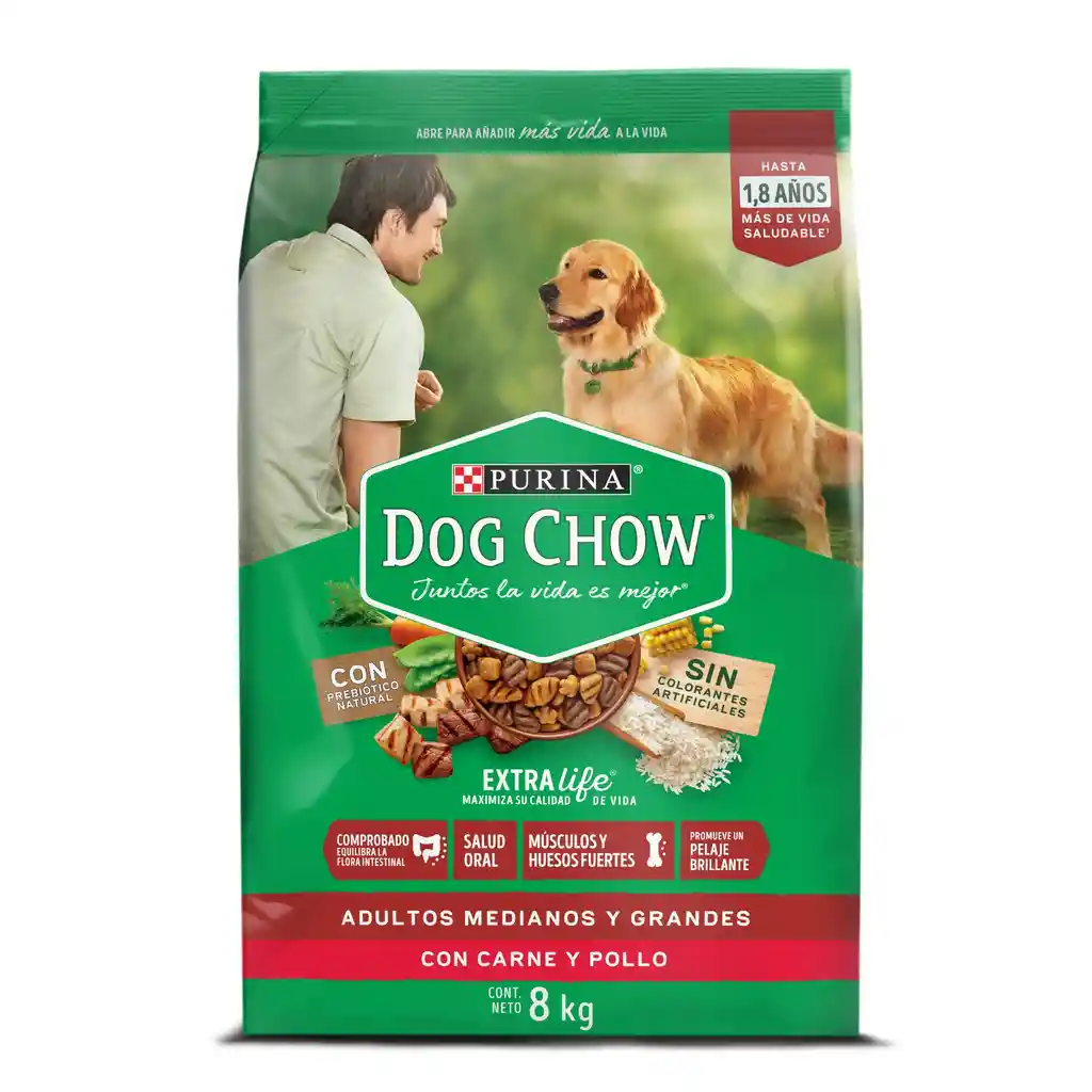 Comida para perro Dog Chow Adulto medianos y grandes x 8 kg